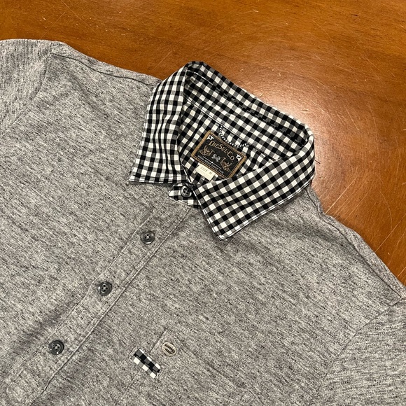 Diesel Men’s Short-Sleeve Gingham Collar Polo Heather Gray Medium Slim Cut Black - Picture 5 of 16